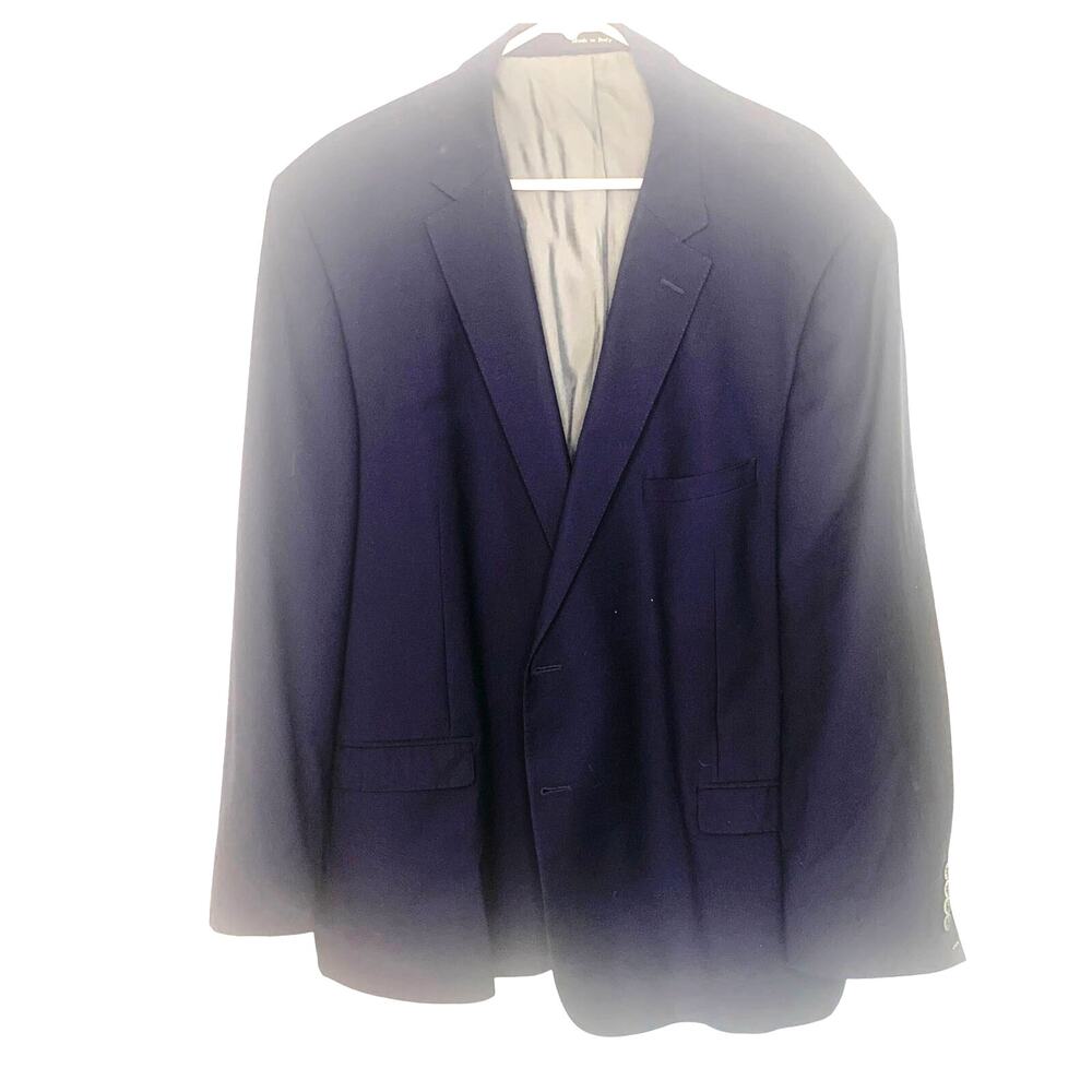 Tiglio Luxe Suit Coat Blazer 44R Mens Navy 2 Button Italy Lanificio di Biella